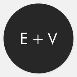 Moderne Schwarze Monogramm-Hochzeit Runder Aufkleber