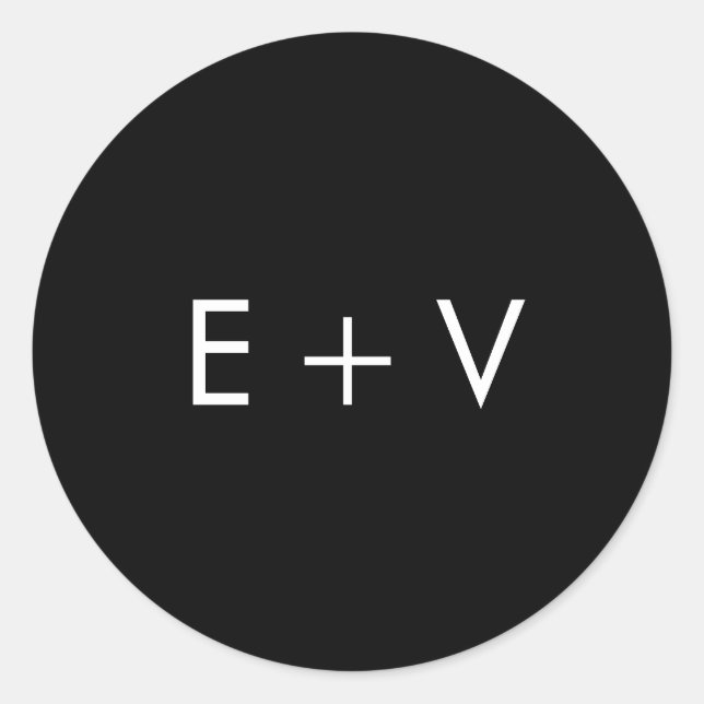 Moderne Schwarze Monogramm-Hochzeit Runder Aufkleber (Vorderseite)