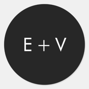 Moderne Schwarze Monogramm-Hochzeit Runder Aufkleber