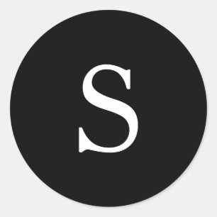 Moderne Schwarze Monogramm-Hochzeit Runder Aufkleber