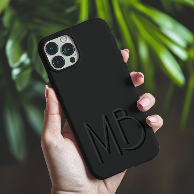 Moderne Schwarze Monogramm-Initialen zeitgemäß Case-Mate iPhone Hülle (Von Creator hochgeladen)