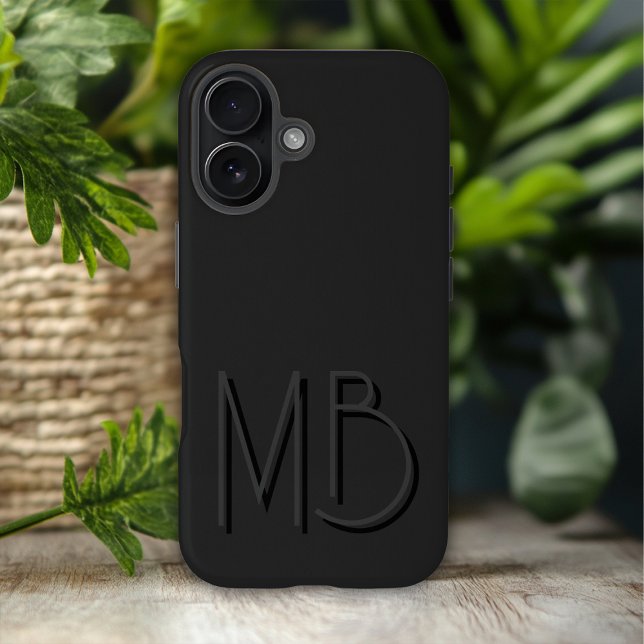 Moderne Schwarze Monogramm-Initialen zeitgemäß Case-Mate iPhone Hülle (Von Creator hochgeladen)