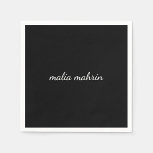 Moderne schwarze Monogramm-Schrift-Design Serviette