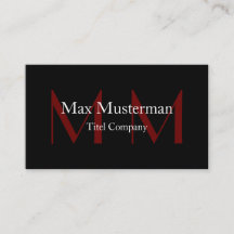 Moderne schwarze Monogramm Visitentenkarte