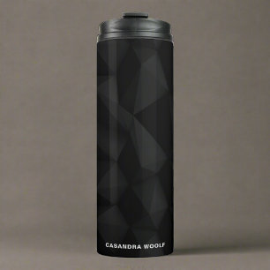 Moderne Schwarze Muster Textur Monogramm-Initialen Thermosbecher