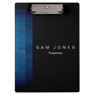 Moderne schwarze N blaue Pixel Klemmbrett