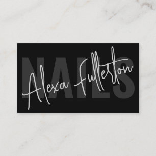 Moderne Schwarze Nageltechnikschrift Visitenkarte