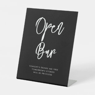 Moderne schwarze Open Bar Sockelschild