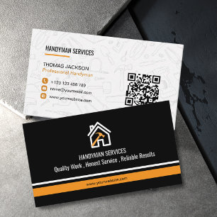 Moderne schwarze orange Werkzeuge Hausreparatur Ha Visitenkarte