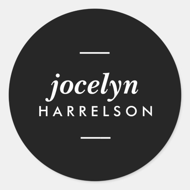 Moderne schwarze Personalisierte Stickers (Vorderseite)
