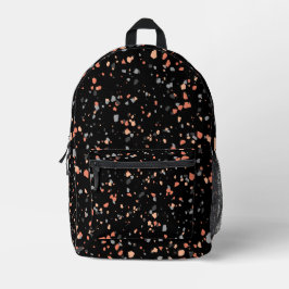 Moderne schwarze Pfirsich-Geometrie Terrazzo Bedruckter Rucksack
