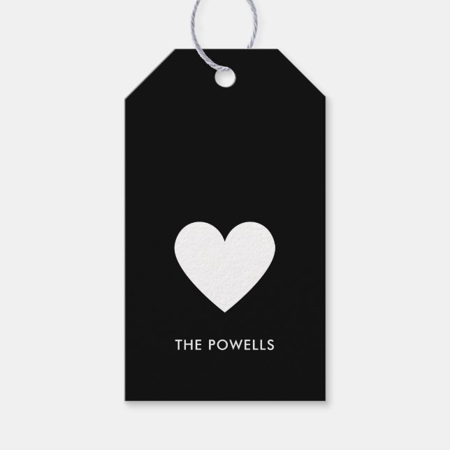 Moderne schwarze Preppy-Streifen Personalisiert Geschenkanhänger (Vorderseite)