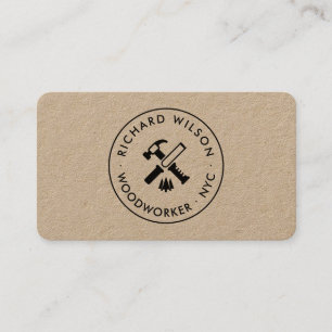 Moderne schwarze professionelle Schreiner-Logo Kra Visitenkarte