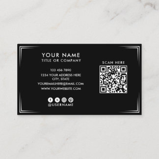 Moderne schwarze professionelle Visitenkarte & QR-