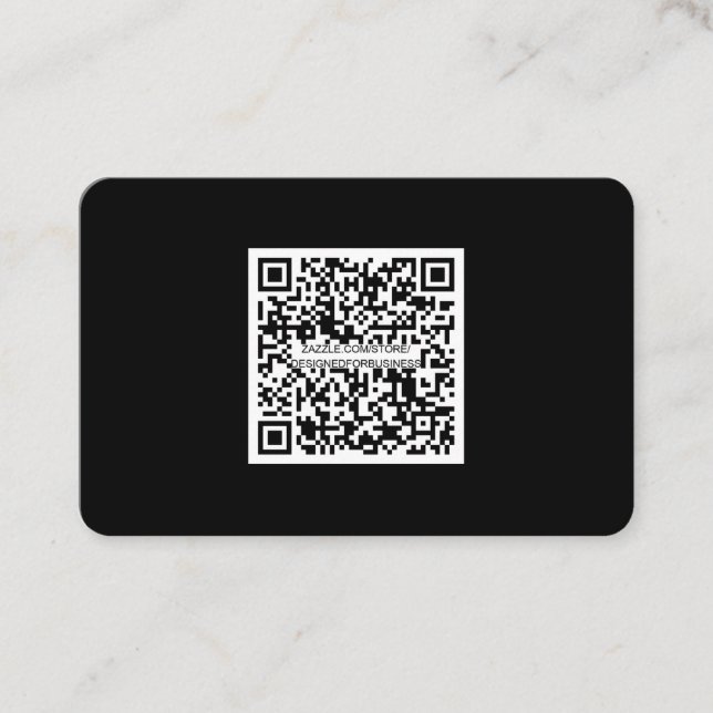 Moderne Schwarze-QR-Code-Beruflich-Soziale Medien Visitenkarte (Vorderseite)