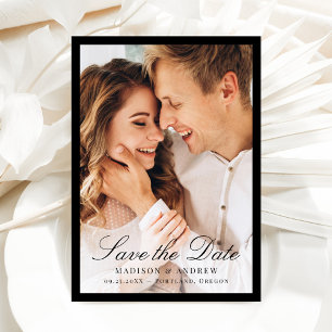Moderne Schwarze Rand Foto Hochzeit Save The Date