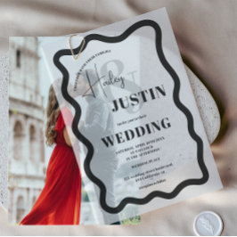 Moderne schwarze Retro Wavy Frame Chic Hochzeit