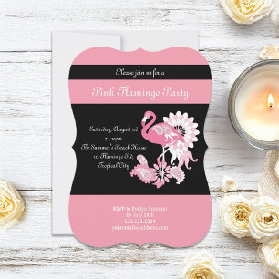 Moderne Schwarze Rosa Flamingo-Party-Einladungen Einladung