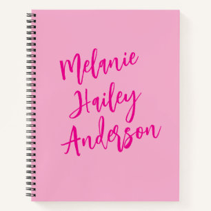 Moderne schwarze rosa personalisierte Monogramm Na Notizbuch