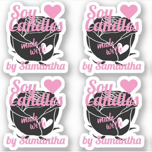 Moderne schwarze Rose aus Herz-Rosa-Sojakandeln Aufkleber (Vorderseite)