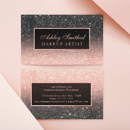 Moderne Schwarze Rose Gold Glitzer Chic ombre Make Visitenkarte