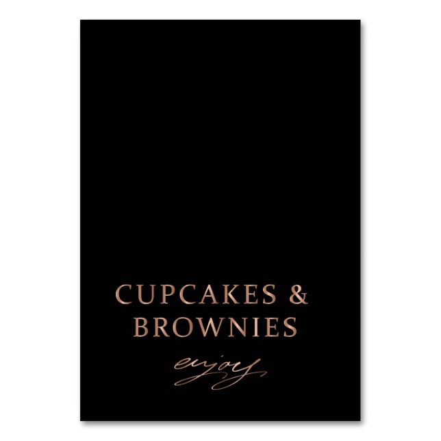 moderne, schwarze Rose, goldfarbenes Buffet-Food-L Tischnummer (Vorderseite)