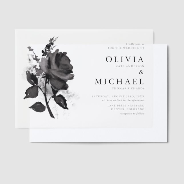 Moderne Schwarze Rose Minimalistische Hochzeit (Versetzt)