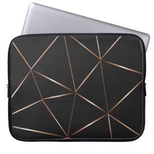 Moderne schwarze Rossold-Polygonal-Formen Textur Laptopschutzhülle