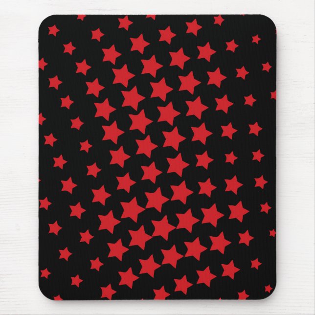 Moderne, schwarze, rote, abstrakte Sterne Mousepad (Vorne)