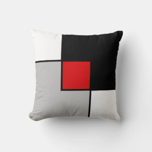 Moderne schwarze rote graue Quadrate Kissen