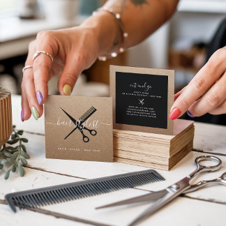 Moderne schwarze Schere, die Haar-Stylistin Quadratische Visitenkarte