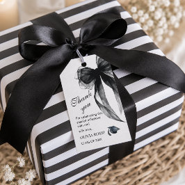 Moderne schwarze Schleife Coquette Abschluss Danke Geschenkanhänger