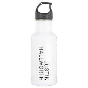 Moderne schwarze Schrift auf Weiß Edelstahlflasche