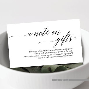 Moderne schwarze Schrift, Ein Hinweis auf Geschenk Begleitkarte