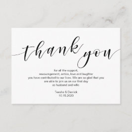 Moderne schwarze Schrift, Hochzeit Danke Begleitkarte