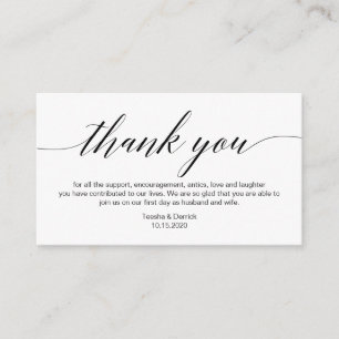 Moderne schwarze Schrift, Hochzeit Danke Begleitkarte