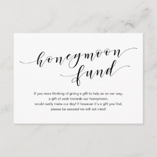 Moderne schwarze Schrift, Hochzeitshoneymoon-Fan Begleitkarte