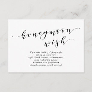 Moderne schwarze Schrift, Honeymoon Wish Fund Begleitkarte