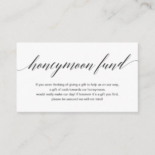 Moderne schwarze Schrift, Wedding Honeymoon Fund Begleitkarte