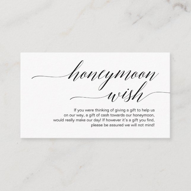 Moderne schwarze Schrift, Wedding Honeymoon Wish F Begleitkarte (Vorderseite)