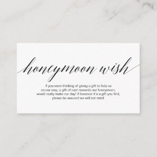 Moderne schwarze Schrift, Wedding Honeymoon Wish F Begleitkarte