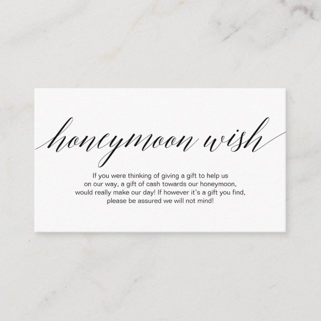 Moderne schwarze Schrift, Wedding Honeymoon Wish F Begleitkarte (Vorderseite)