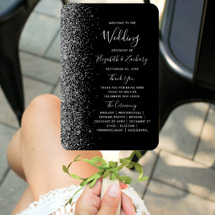Moderne schwarze Silber-Glitter-Kanten-Hochzeitspr Fächer