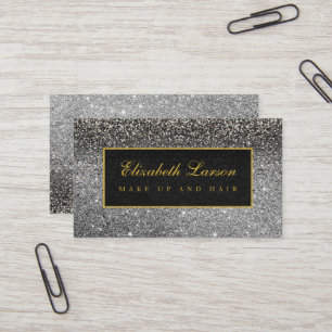 Moderne schwarze Silber-Glitter-Schönheits-Makeup Visitenkarte