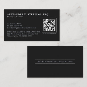 Moderne schwarze Silber-QR-Code-Luxus-Professional Visitenkarte