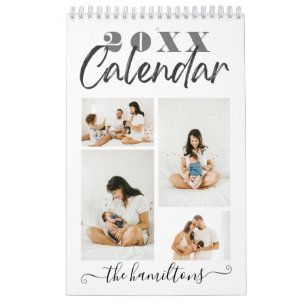 Moderne schwarze skizzenhafte Kalligrafie Neujahrs Kalender