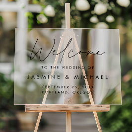 Moderne Schwarze SkriptWedding Willkommen Acrylschild