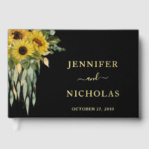 Moderne Schwarze Sonnenblume Hochzeit Gold