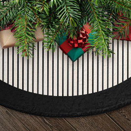 Moderne schwarze Streifen Weihnachten Polyester Weihnachtsbaumdecke