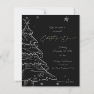 Moderne schwarze Tafel-Weihnachts-Dinner-Einladung